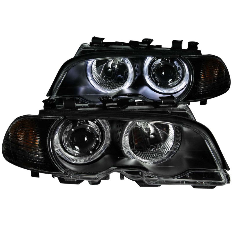 ANZO 2000-2003 BMW 3 Series E46 Projector Headlights w/ Halo Black - GTR Auto