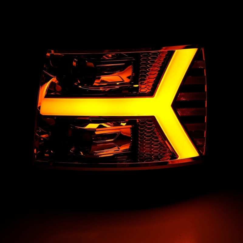 AlphaRex 07-13 Chevy 1500 LUXX LED Proj Headlights Plank Design Chrome w/ Activ Light/Seq Signal/DRL - GTR Auto