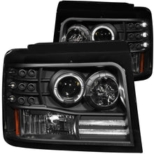 Load image into Gallery viewer, ANZO 1992-1996 Ford F-150 Projector Headlights w/ Halo Black w/ Side Markers and Parking Lights - GTR Auto
