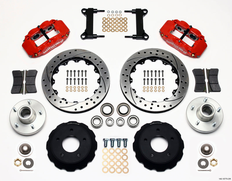 Wilwood Narrow Superlite 6R Front Hub Kit 13.06in Drill Red Chevy C-10 60-87 CPP Drop Spindle - GTR Auto