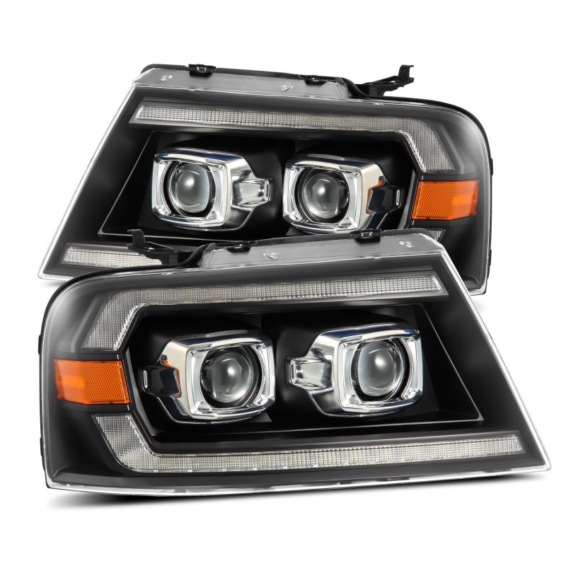 AlphaRex 04-08 Ford F150 PRO-Series Projector Headlights Alpha-Black w/ Sequential Signal and DRL - GTR Auto