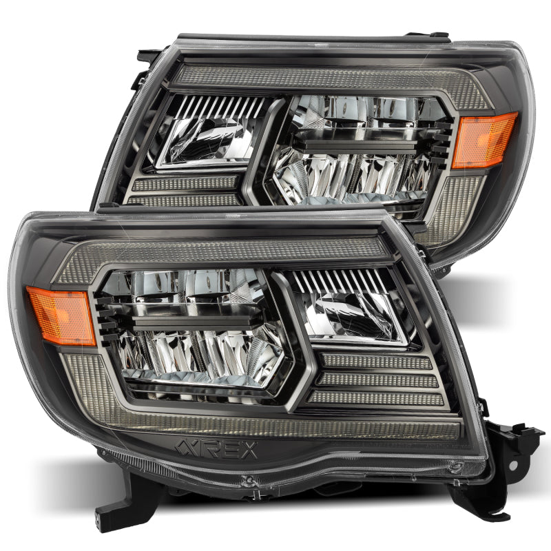 AlphaRex 05-11 Toyota Tacoma LUXX Crystal Headlights Plank Style Alpha Black w/Activation Light/DRL - GTR Auto