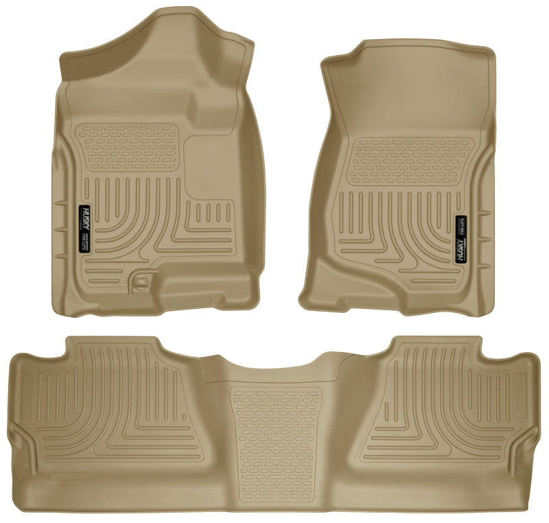 Husky Liners 07-12 Chevy Silverado/GMC Sierra Crew Cab WeatherBeater Combo Tan Floor Liners - GTR Auto