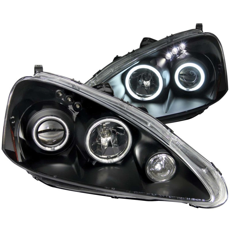 ANZO 2005-2006 Acura RSX Projector Headlights w/ Halo Black - GTR Auto