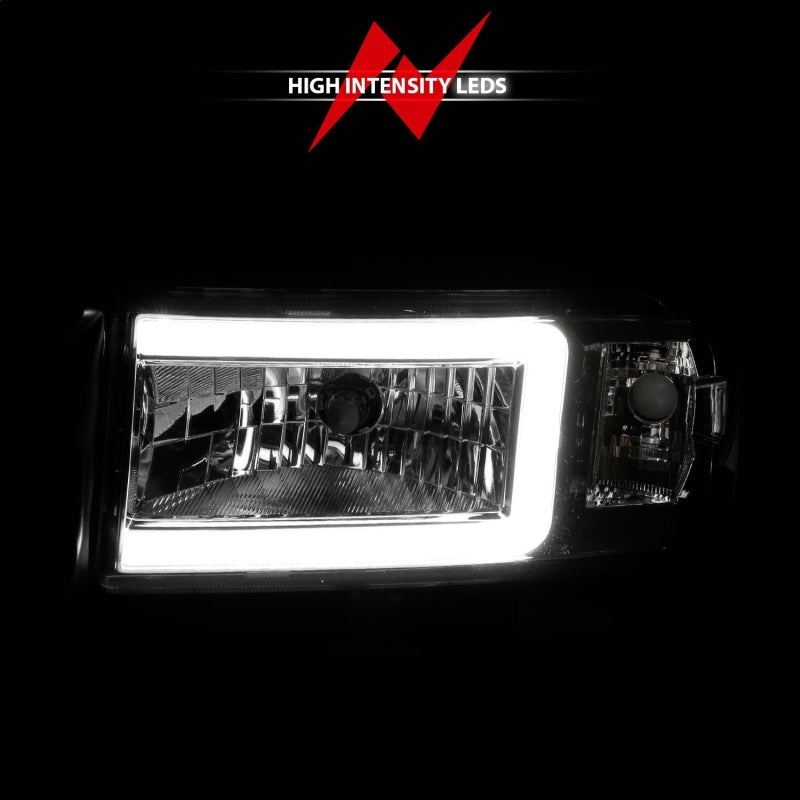 ANZO 94-02 Dodge RAM Crystal Headlight - w/ Light Bar Chrome Housing - GTR Auto
