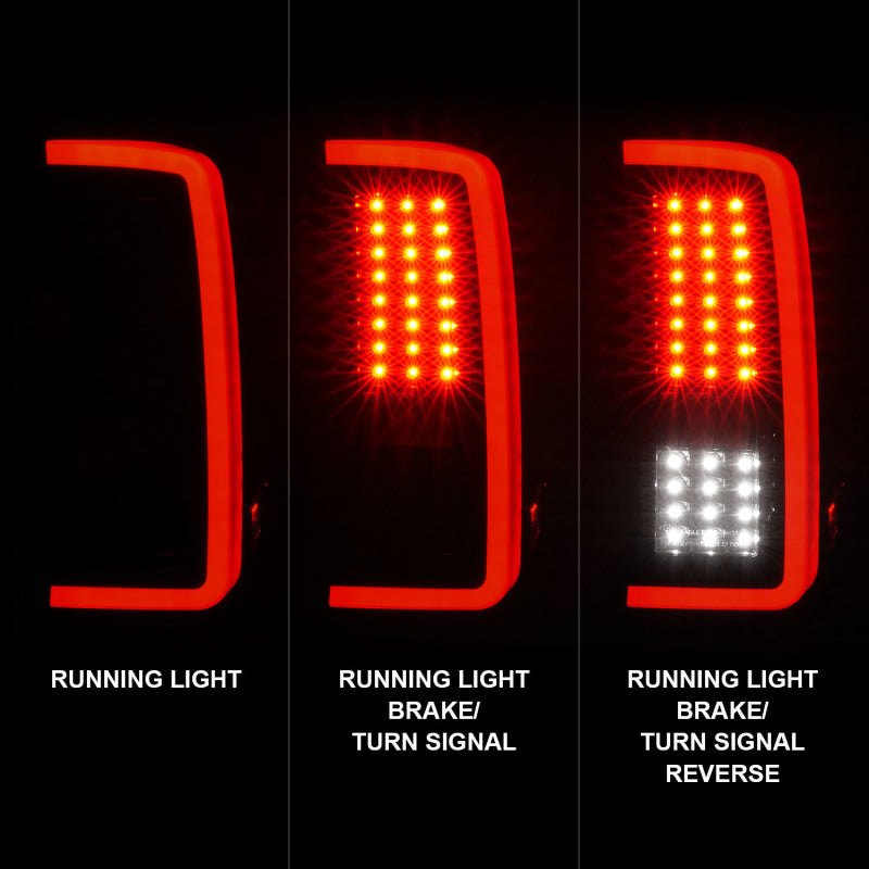 ANZO 2007-2013 Chevrolet Silverado1500/ 2500/ 3500 LED Tail Lights w/ Light Bar Black Housing Smoke - GTR Auto