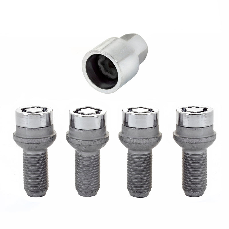 McGard Wheel Lock Bolt Set - 4pk. (Radius Seat) M14X1.5 / 17mm Hex / 27.0mm Shank Length - Chrome - GTR Auto