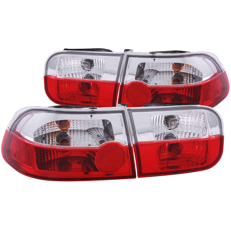 ANZO 1992-1995 Honda Civic Taillights Red/Clear - GTR Auto