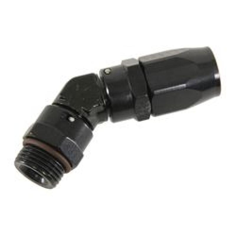 Fragola -8AN x 45 Degree x 7/8-14 (10) Hose End - Black 184581-BL