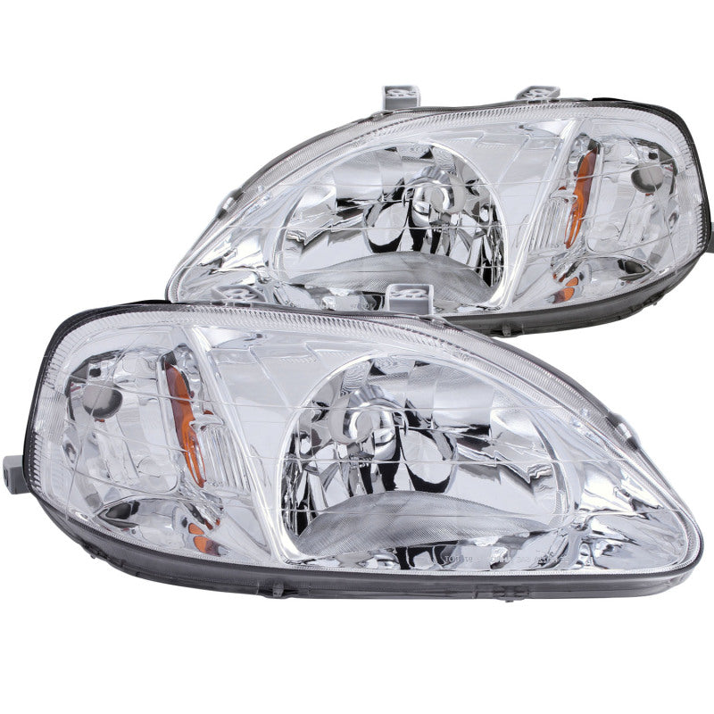 ANZO 1999-2000 Honda Civic Crystal Headlights Chrome - GTR Auto