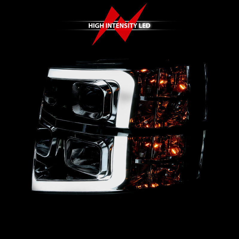 ANZO 2007-2013 Chevy Silverado 1500 Projector Plank Style Chrome Amber - GTR Auto