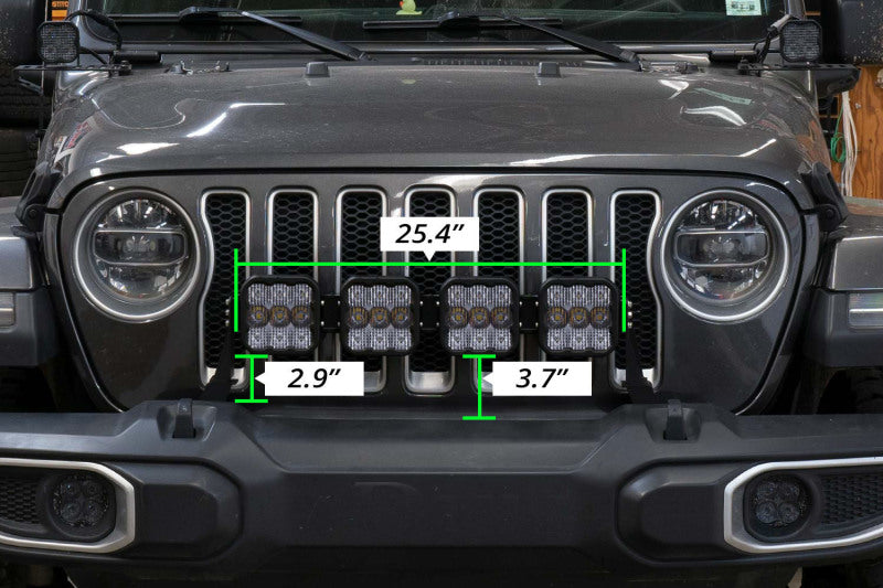 Diode Dynamics Jeep JL SS5 4-Pod CrossLink Grille Lightbar Kit Sport - White Combo - GTR Auto