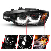 Load image into Gallery viewer, ANZO 2012-2015 BMW 3 Series Projector Headlights w/ U-Bar Black - GTR Auto