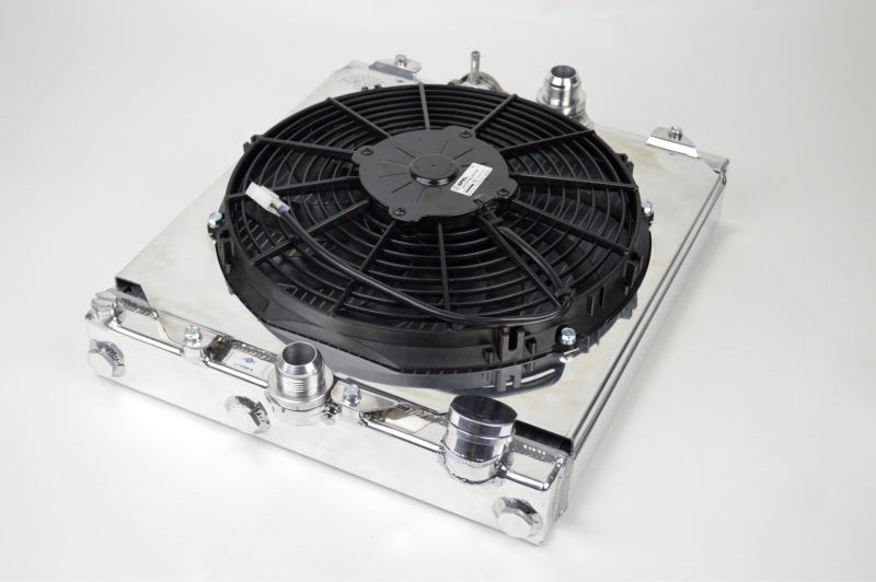 CSF Universal Half Radiator w/-16AN & Slip-On Fittings/12in SPAL Fan & Shroud - GTR Auto