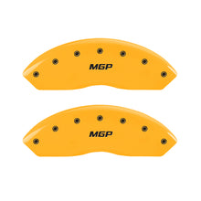 Load image into Gallery viewer, MGP 4 Caliper Covers Engraved Front &amp; Rear MGP Yellow finish black ch 37028SMGPYL