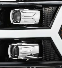 Load image into Gallery viewer, AlphaRex 07-13 Chevy 1500 LUXX LED Proj Headlights Plank Style Jet Blk w/ Activ Light/Seq Signal/DRL - GTR Auto