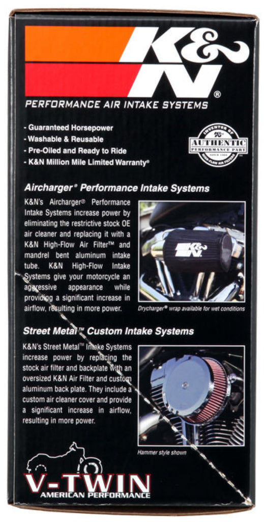 K&N 00-16 Harley-Davidson Street Metal Intake System Flare Black