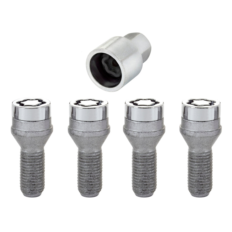 McGard Wheel Lock Bolt Set - 4pk. (Cone Seat) M14X1.25 / 17mm Hex / 27.3mm Shank Length - Chrome - GTR Auto