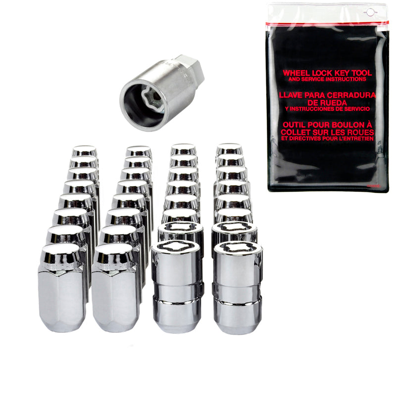 McGard 8 Lug Hex Install Kit w/Locks (Cone Seat Nut) M14X1.5 / 22mm Hex / 1.635in. Length - Chrome - GTR Auto