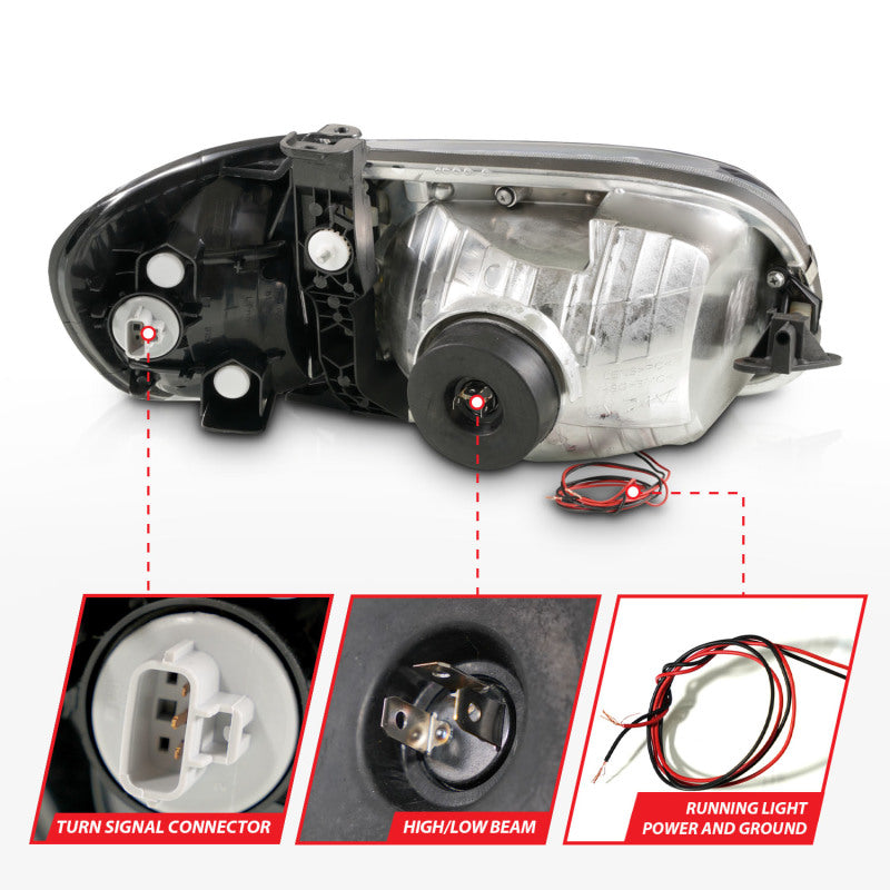 ANZO 00-04 Toyota Tundra (Reg/Acc Cab Only) Crystal Headlights w/Lgt Bar Chrome w/Corner Lights 2pc - GTR Auto
