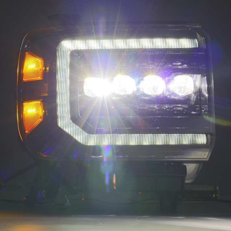 AlphaRex 14-18 GMC Sierra NOVA LED Proj Headlights Plnk Style Alpha Blk w/Activ Light/Seq Signal/DRL - GTR Auto