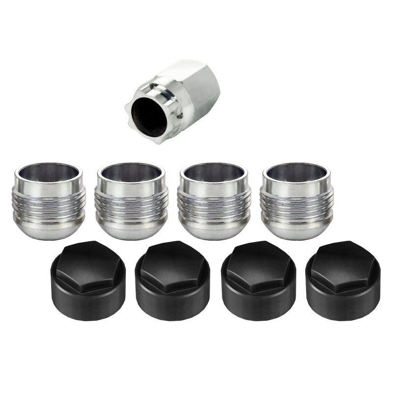 McGard Wheel Lock Nut Set - 4pk. (Under Hub Cap / Radius Seat) M14X1.5 / 19mm Hex / .890in. L w/Caps - GTR Auto