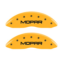 Load image into Gallery viewer, MGP 4 Caliper Covers Engraved Front &amp; Rear Mopar Yellow Finish Black Char 2007 Dodge Charger - GTR Auto