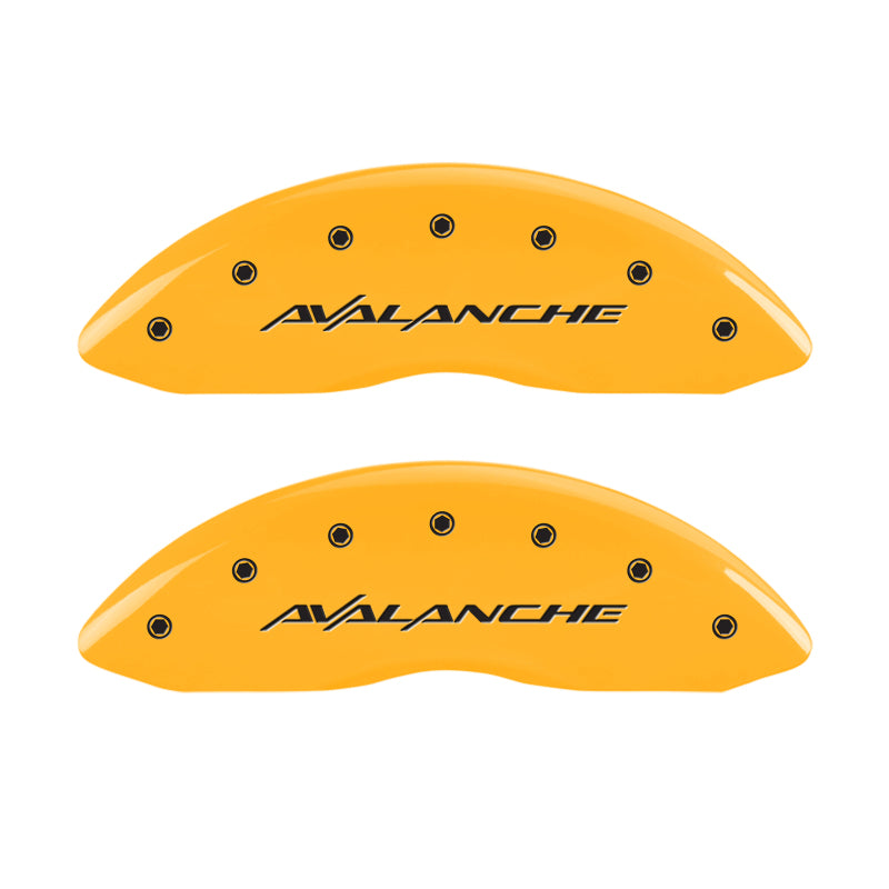 MGP 4 Caliper Covers Engraved Front & Rear Avalanche Yellow finish black ch - GTR Auto