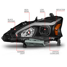Load image into Gallery viewer, ANZO 13-15 Nissan Altima (w/o Factory HID Bulbs) Projector Headlights - w/ Light Bar Black Housing - GTR Auto