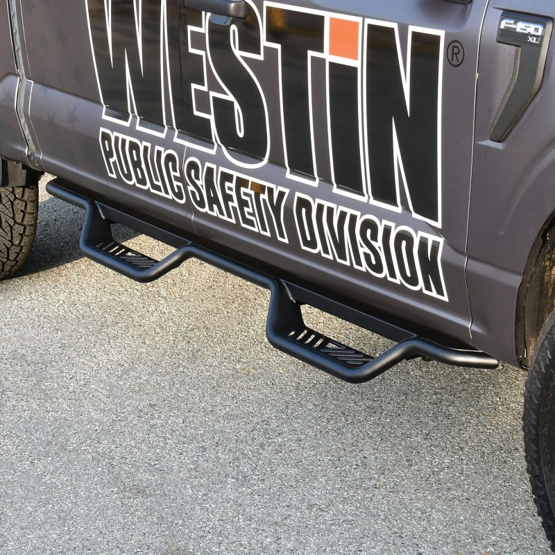 Westin 15-22 Ford F-150 SuperCrew / 17-22 F-250/350 Crew Cab Outlaw Nerf Step Bars - Textured Black - GTR Auto