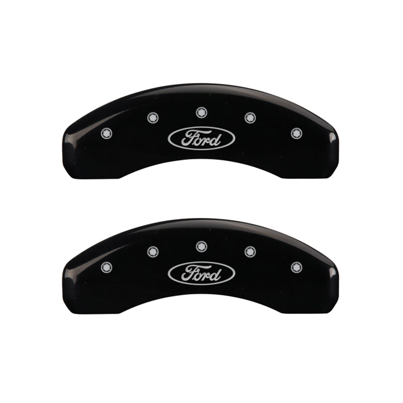 MGP 4 Caliper Covers Engraved Front & Rear Oval logo/Ford Black finish silver ch - GTR Auto