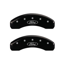 Load image into Gallery viewer, MGP 4 Caliper Covers Engraved Front &amp; Rear Oval logo/Ford Black finish silver ch - GTR Auto