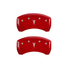 Load image into Gallery viewer, MGP 4 Caliper Covers Engraved Front Pontiac Engraved Rear Arrow Red finish silver ch