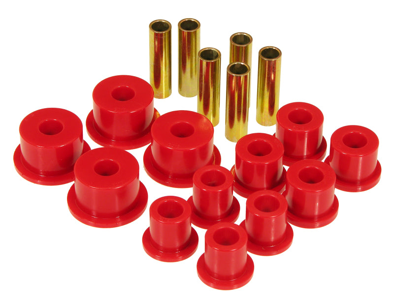 Prothane 74-91 Jeep Cherokee Front Spring & Shackle Bushings (w/ 2in OD Main Eye) - Red 1-1014