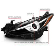Load image into Gallery viewer, ANZO Projector Headlights With Halo Black w/Amber 14-17 Mazda 3 - GTR Auto