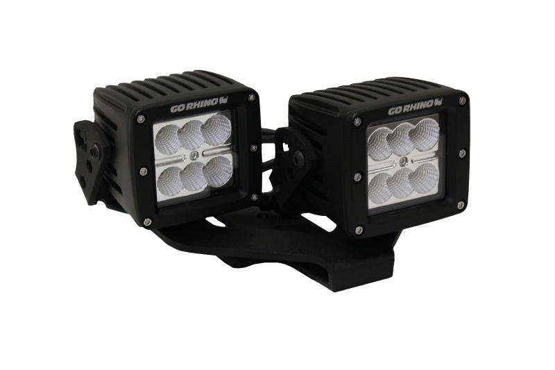 Go Rhino 18-20 Jeep Wrangler JL/JLU/Gladiator JT Light Mount - Two 3in Cubes - GTR Auto