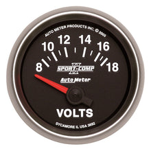 Load image into Gallery viewer, Autometer Sport-Comp II 52mm 8-18 Volt Short Sweep Electronic Voltmeter - GTR Auto