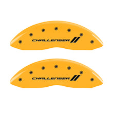 Load image into Gallery viewer, MGP 4 Caliper Covers Engraved Front &amp; Rear With stripes/Challenger Yellow finish black ch - GTR Auto