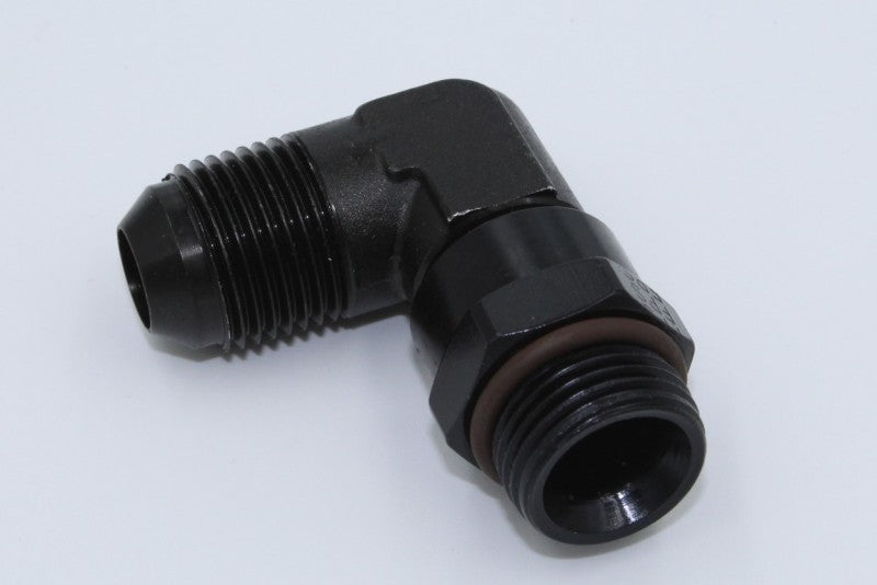 Fragola -12AN x 7/8 - 14 (10) 90 Degree Swivel - Black 499213-BL