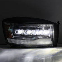 Load image into Gallery viewer, AlphaRex 06-08 Dodge Ram 1500HD NOVA LED ProjHeadlights Plank Style Blk w/Seq Signal/DRL/Amber LED - GTR Auto