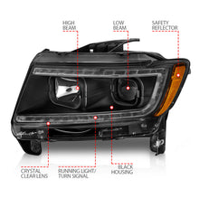 Load image into Gallery viewer, ANZO 11-13 Jeep Grand Cherokee (Factory Halogen Only) Projector Headlights w/Light Bar Swtchbk Black - GTR Auto