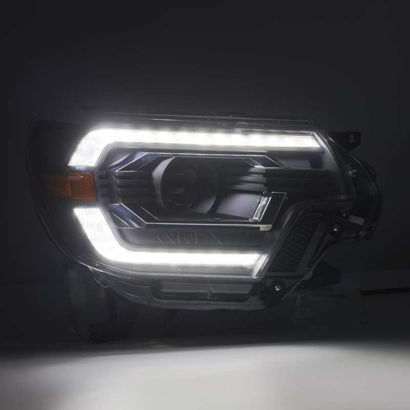 AlphaRex 12-15 Toyota Tacoma LUXX LED Projector Headlights Plank Style Black w/DRL - GTR Auto