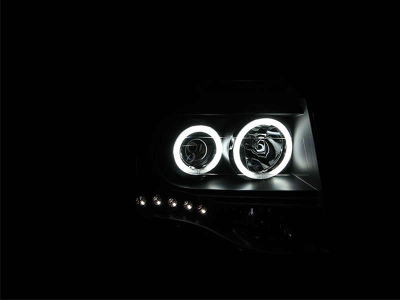 ANZO 2007-2014 Ford Expedition Projector Headlights w/ Halo Black - GTR Auto
