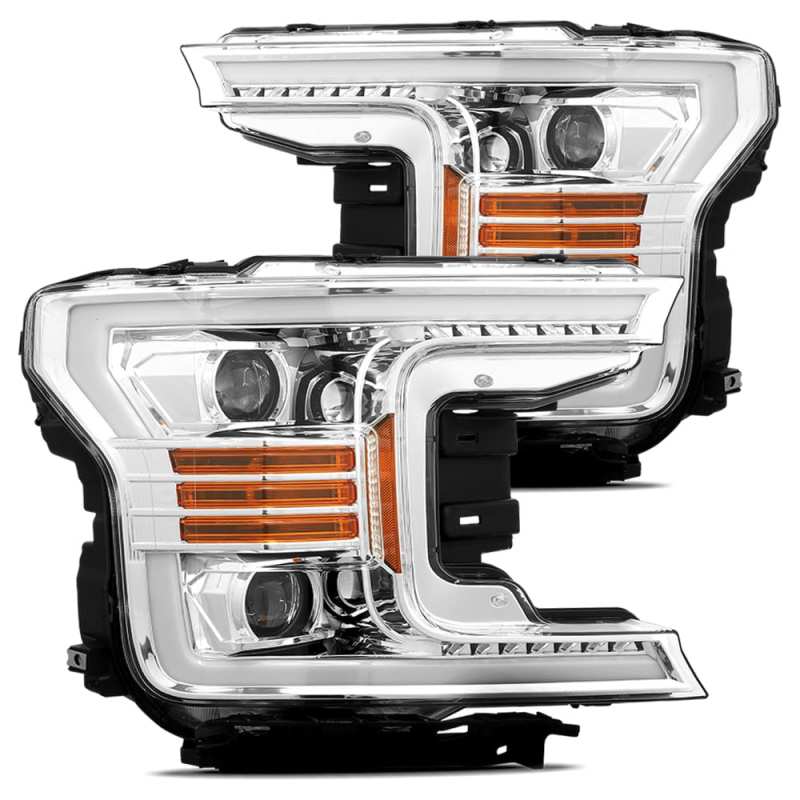AlphaRex 18-19 Ford F-150 PRO-Series Projector Headlights Plank Style Chrm w/Activ Light/Seq Signal - GTR Auto