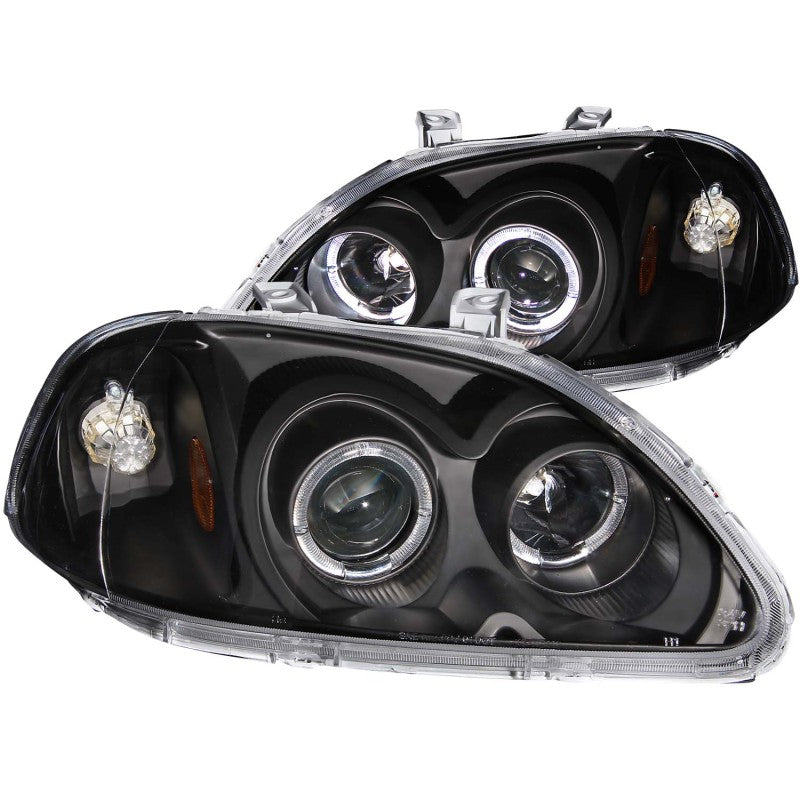 ANZO 1996-1998 Honda Civic Projector Headlights w/ Halo Black - GTR Auto