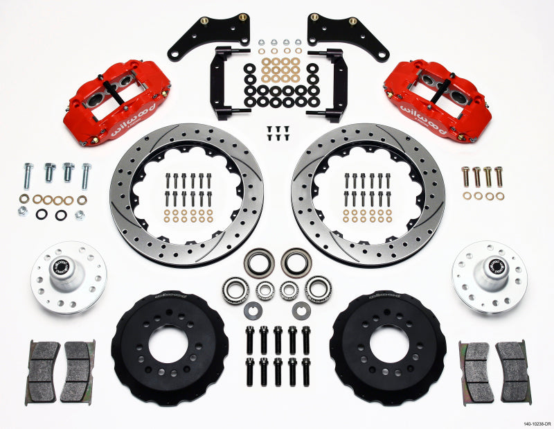 Wilwood Narrow Superlite 6R Front Hub Kit 12.88in Drill Red Large GM 57-70 Drop Spindle - GTR Auto