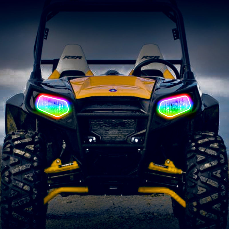 Oracle 08-19 Polaris RZR 570/800/900 Dynamic RGB+W Headlight Halo Kit - - Dynamic - GTR Auto