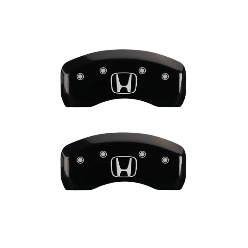 MGP 4 Caliper Covers Engraved Front Honda Engraved Rear H Logo Black finish silver ch - GTR Auto