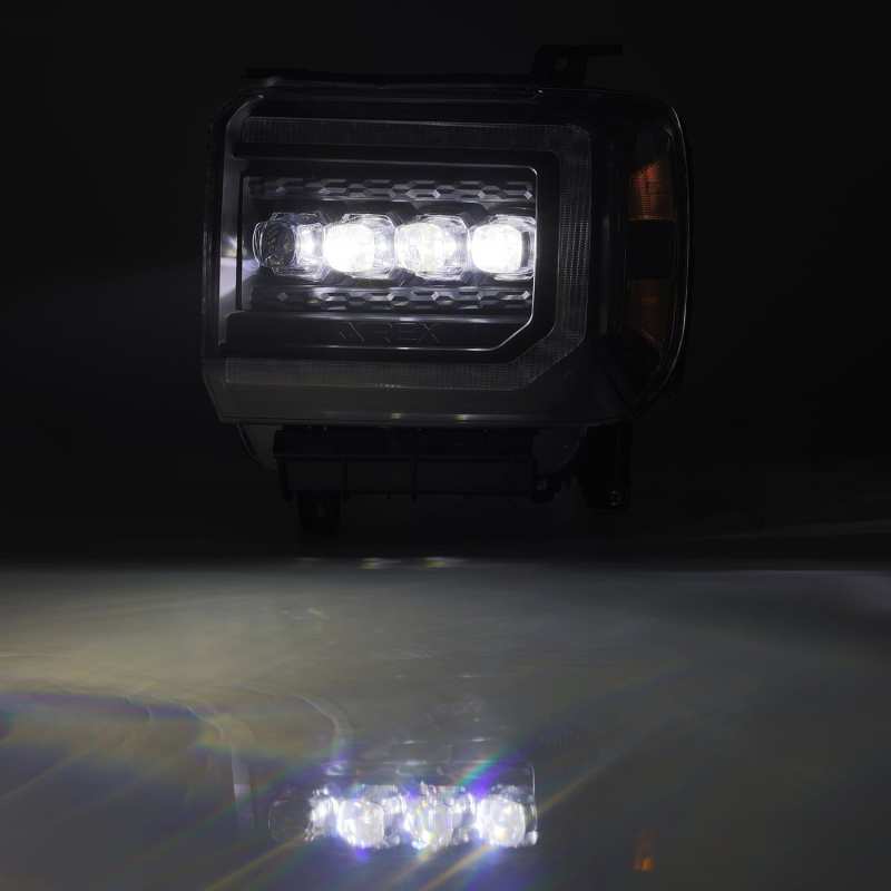 AlphaRex 14-18 GMC Sierra NOVA LED Proj Headlights Plank Style Black w/Activ Light/Seq Signal/DRL - GTR Auto