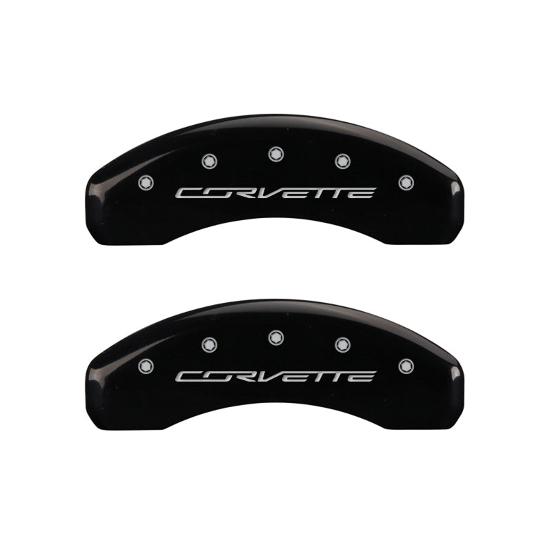 MGP 4 Caliper Covers Engraved Front & Rear C7/Corvette Black finish silver ch - GTR Auto